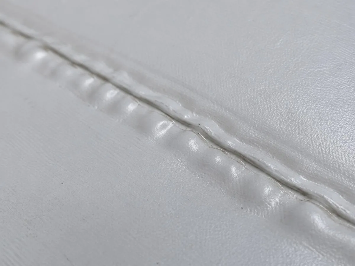 Close-up of a heat-welded TPO membrane seam